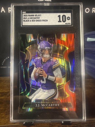 2025 Panini Select - Concourse J.J. McCarthy #63 Black & Red Shock Prizm