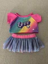 Build a Bear Love Rainbow Shirt Tulle Sparkle Skirt Teddy Girl Clothes Outfit