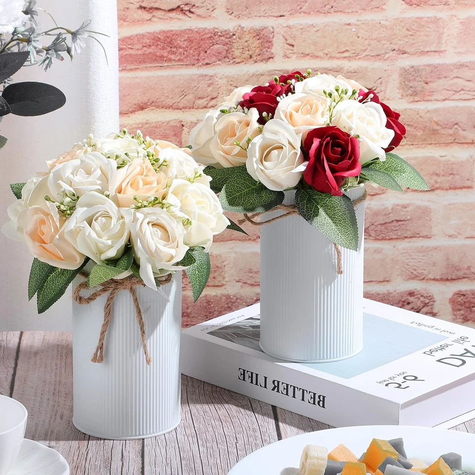 5.91 in High Farmhouse Vase Decor Galvanized Metal Flower Vase with Twine Bow... - Image 3 of 4