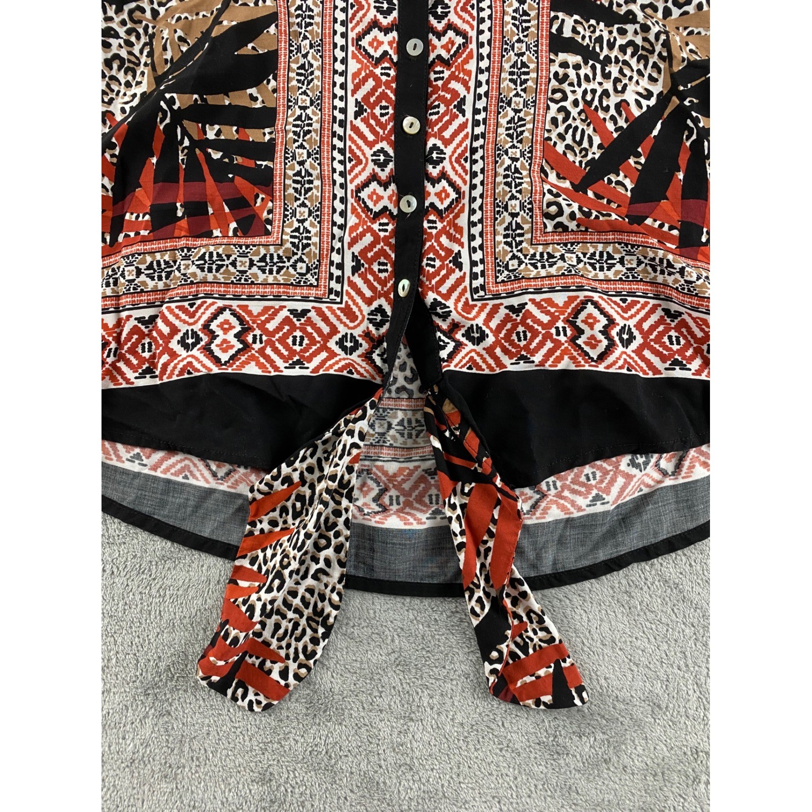 Ruby Rd Petite Boho Print Button Front Tie Front … - image 8