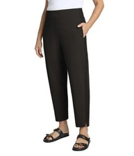 NWT Kirkland Signature Women's L Ankle Pants Black Pull on Rib Panel F1293