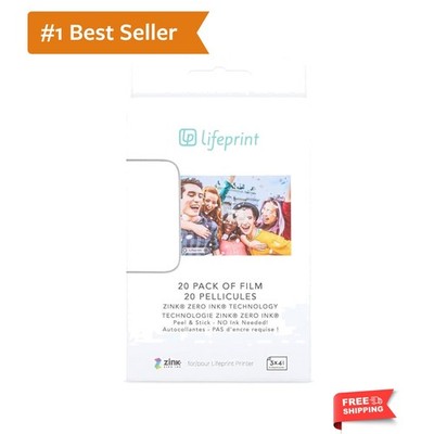 20 pack of film for Augmented Reality Photo AND Video Printer. 3x4.5 Zero Ink...