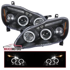 Fits 2003-2008 Toyota Corolla Black Projector Headlights Led Halo Leftright