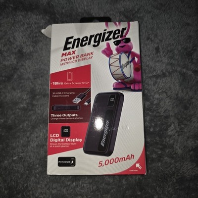 Energizer Max Power Bank 5000mAh LCD Display USB-A USB-C Lithium Polymer Battery