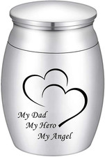 Mini Stainless Steel Cremation Keepsake Urn for Ashes - My Dad, My Hero