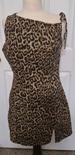 FashionNova Women’s Leopard Print Denim Cotton Sleeveless MiniDress Size L NWT