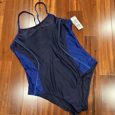 New NWT Charmo Navy Blue Swimsuit Cut-Out Built-In Bra Athletic One Piece Sz XL