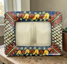 Mexican Pottery Folk Art Picture Frame Hand Painted
