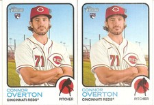 2 CARD 2022 TOPPS HERITAGE CONNOR OVERTON ROOKIE BASEBALL CARD LOT