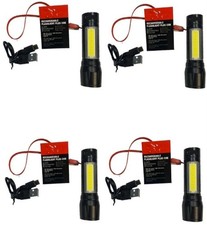 4x Mini Aluminum Rechargeable LED Flashlight Task Light w Focusing 120 Lumens ..