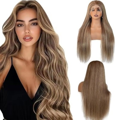 Munx 13x6 Highlight Brown and Blonde Human Hair Wigs, HD Transparent Balayage Bl