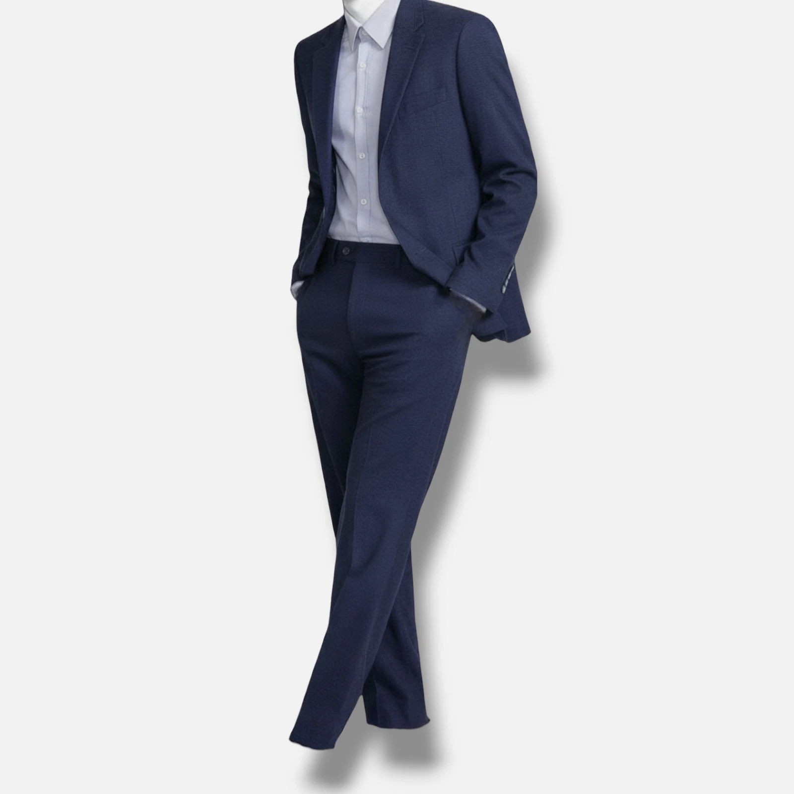 Nautica Men's Blue Check Modern-Fit Stretch 2-PC Jacket Pants Suit Size 38R 32W