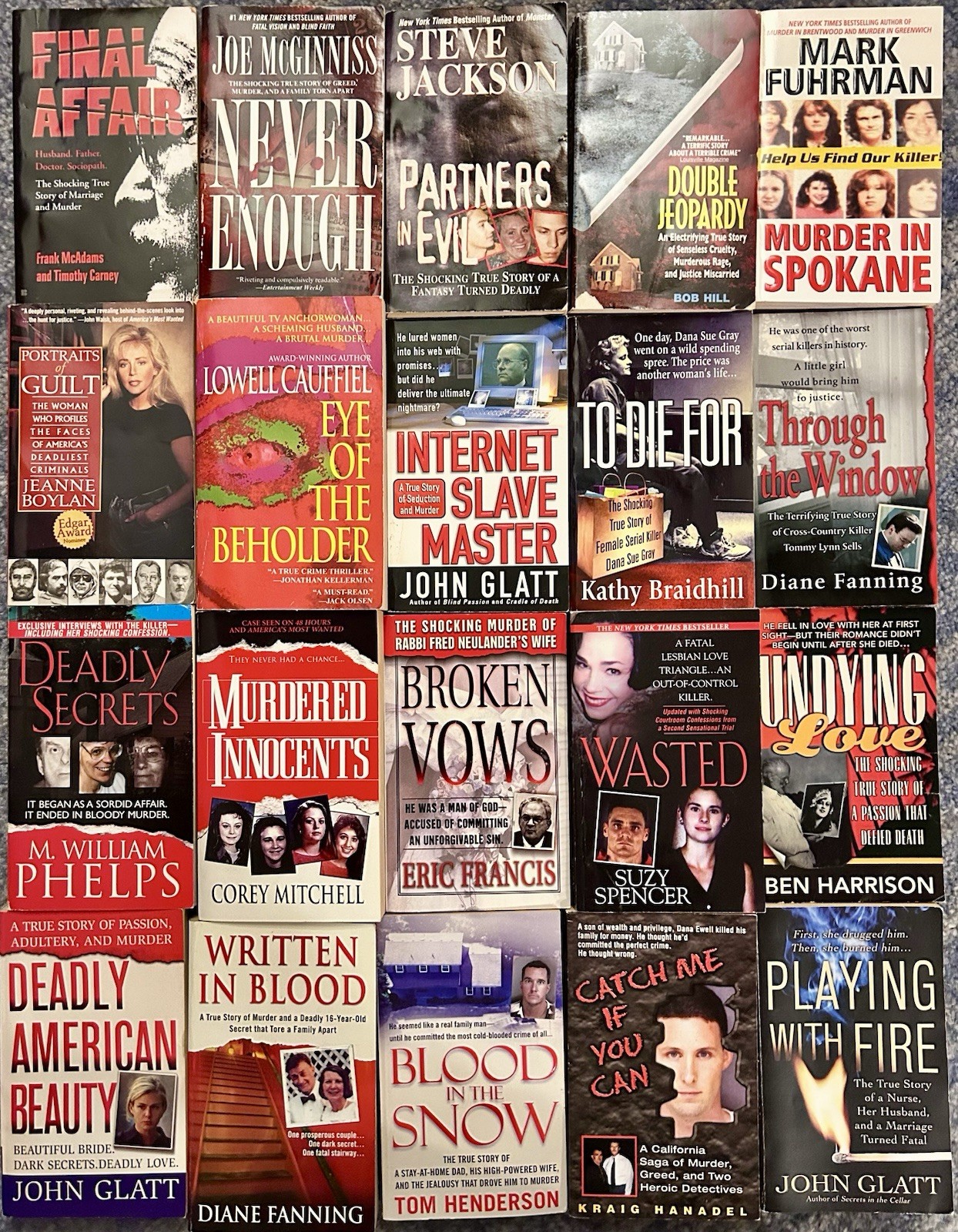 Lot Of 20 True Crime Paperback Book, Fanning, Glatt, Henderson, Francis Mitchell