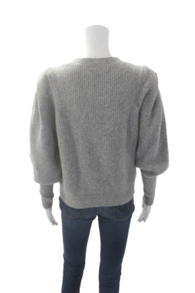 Generation Love Womens Wool Crew Neck Puff Sleeve Sweater Top Gray Size XS - Image 3 of 4