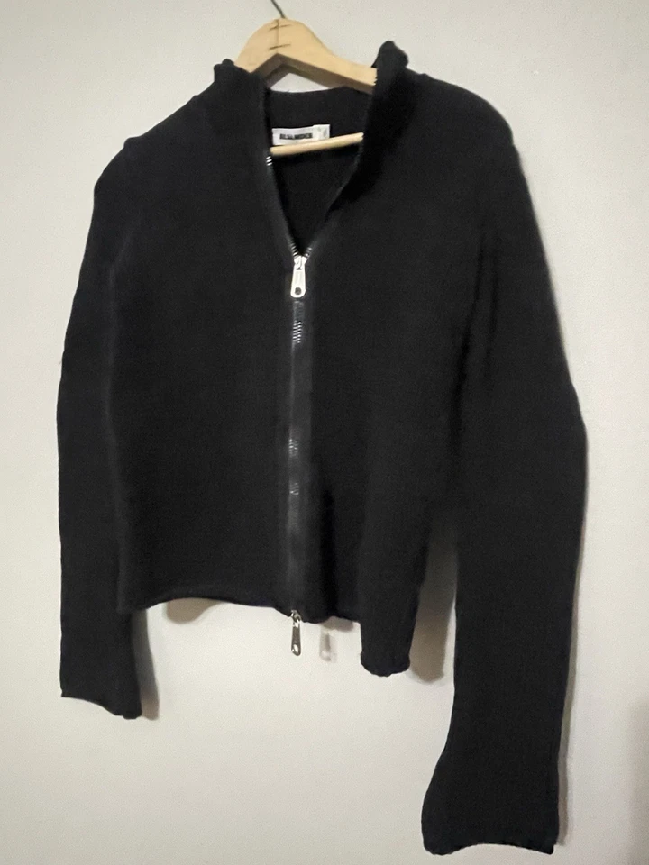 Jil Sander 女式蓝色 38 码开衫全拉链 70% 棉意大利制造 — 第 4/4 张图片