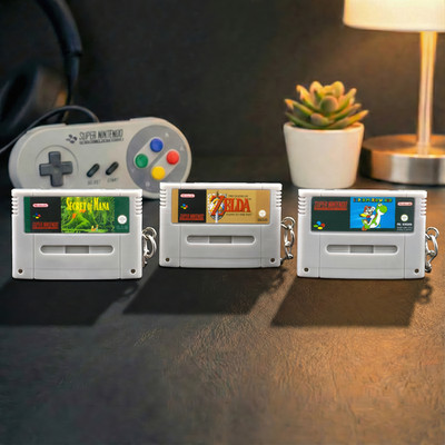SNES Super Nintendo Miniature Game Cartridge Keychain Selection Gift
