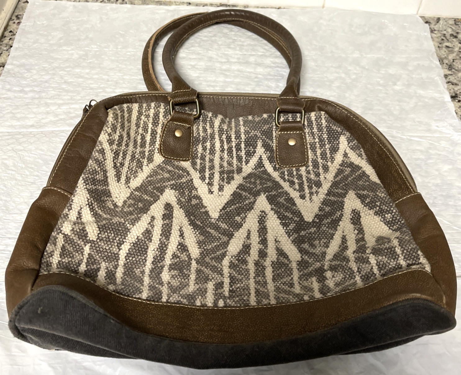 Large Stylish Brown Patterned Myra Messenger Bag … - image 2
