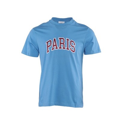 Sandro Paris Men's Blue Embroidered Short Sleeve Cotton T-Shirt Size S T11595S