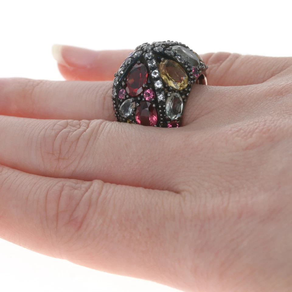 Anel de granada Ziba by Le Vian turmalina citrino quartzo ametista esterlina tamanho 6 1/2 - Imagem 4 de 4