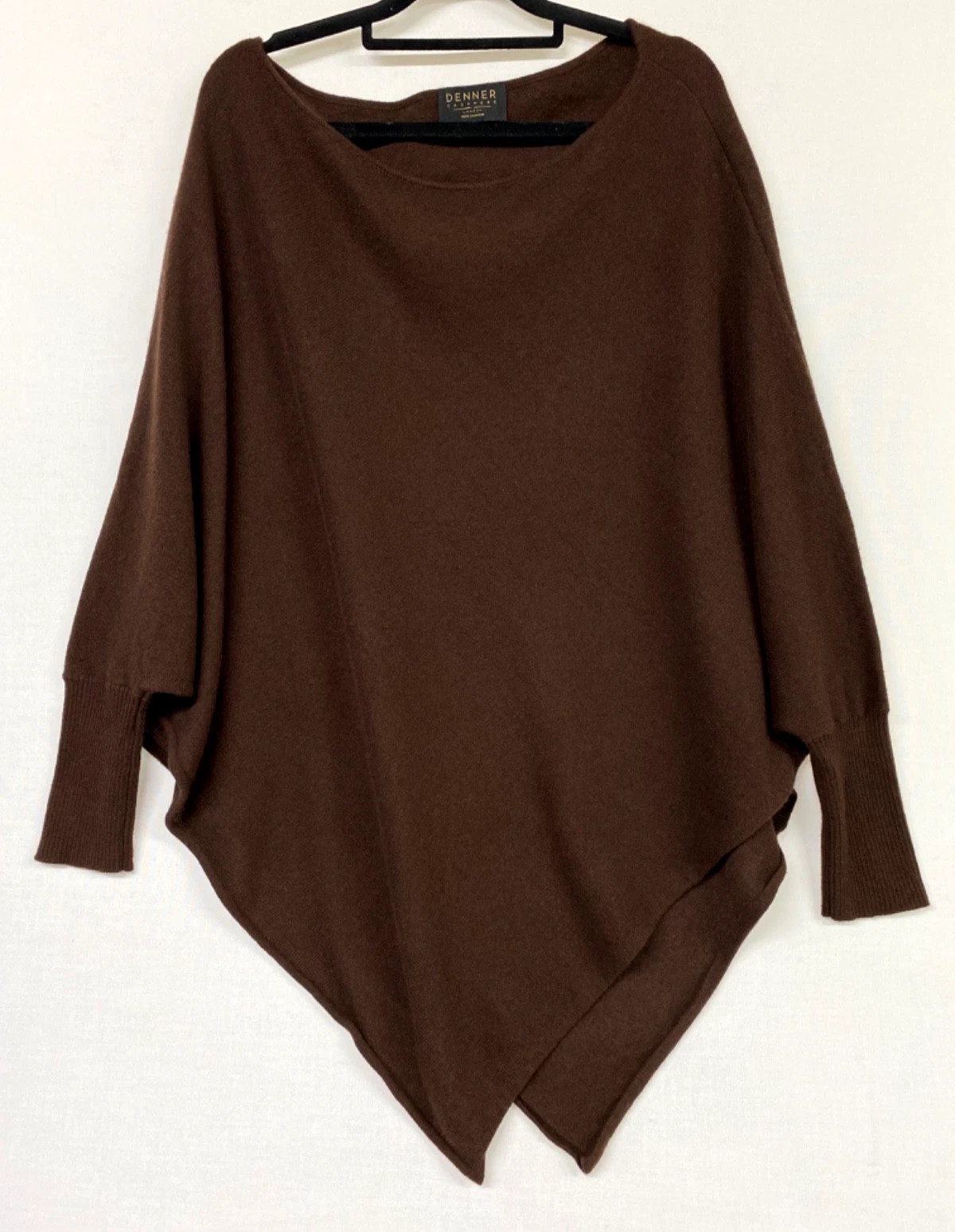 Denner 100% Cashmere Poncho Style Jumper S/M/L Dark Chocolate Brown 963
