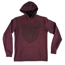 American Fighter Hoodie Mens Large Burgundy Space Dye Graphic Sweatshirt