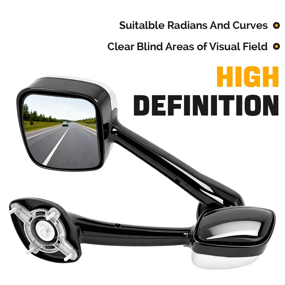 Par de espejos retrovisores cromados manuales diestro+derecho para Freightliner Cascadia 2008-2017 Foto 2 de 4