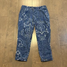 Ralph Lauren Lauren Jeans Co Jeans Womens 6 Blue Bandana Paisley Print Cropped