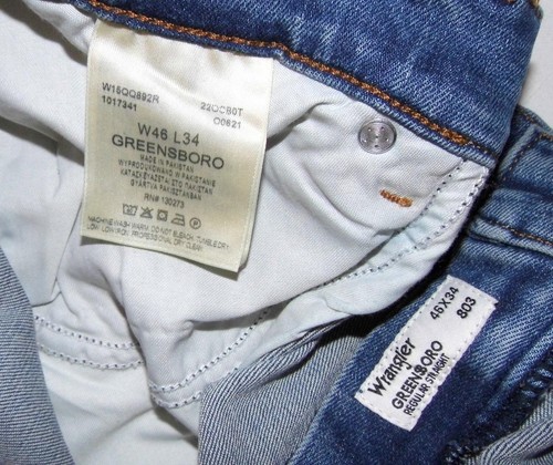 WRANGLER - Pantalones de mezclilla para hombre NUEVO Greensboro 803 regular calce recto 46" W X 34" L azul - Imagen 6 de 6