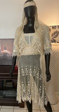 Gorgeous 1920s Cream Lace Wedding Dress & Headdress 