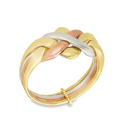 9ct Multi-Tone Gold Puzzle Ring Size P½ UK
