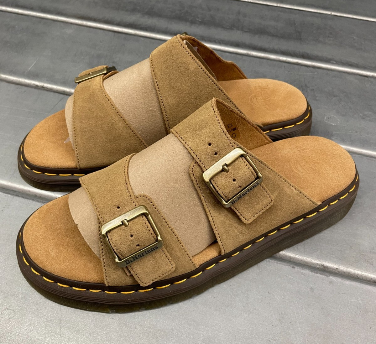 Dr Martens Josef Sandals Mens 12 Savannah Tan Suede Slide