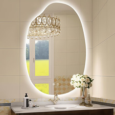 Dimmable 38"x26" Asymmetrical LED Vanity Mirror with Anti-Fog Smart Design