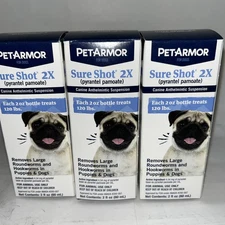 PetArmor Sure Shot 2X Liquid Dog De-Wormer EXPIRATION DATE 01/2028 Three Pack