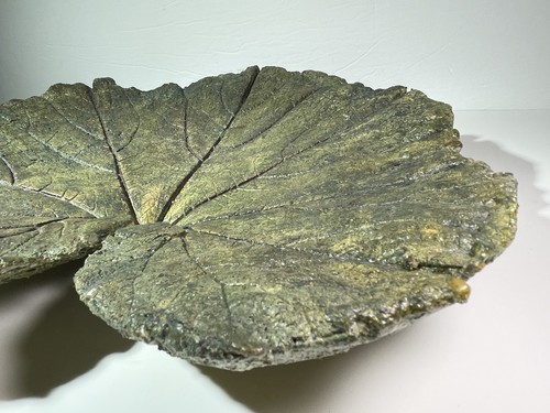 Heavy Cement Art Plate Dish Concrete Jewelry Candy Bowl Green Leaf Shaped 14" - Picture 14 of 24