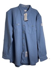 Tyndale Mens 2XL Flame Resistant Long Sleeve Work Shirt Blue Check NEW - USA