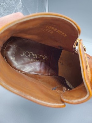 JC Penny Sanitized Buckle Brown Leather Ankle Boots Men display picture 2