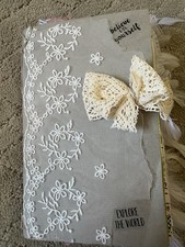 Handmade Junk Journal w/ Lace Cover, Crochet Bow