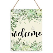 Spring Decor Wooden Signs - Spring Welcome Signs for Front Door, Spring Green