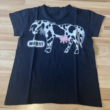 T-Shirt Metal Kuh - Headbanger Cow „Moo!“, Größe M, V-Neck Ausschnitt, Wacken 