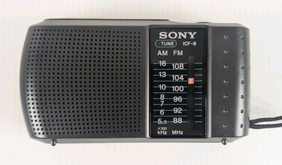 Sony ICF-8 Radio Portable AM/FM - Black -  Excellent Condition 