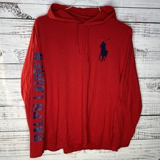 Polo Ralph Lauren Big Pony 1967 USA Flag Pullover Lightweight Hoodie Shirt - XL