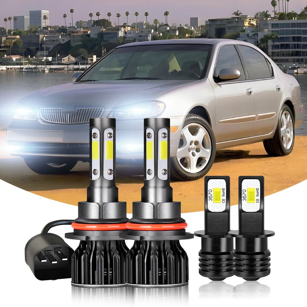 Fit Infiniti I30 1996-1999 6000K LED Headlight High Low + Fog Lights Bulbs Combo