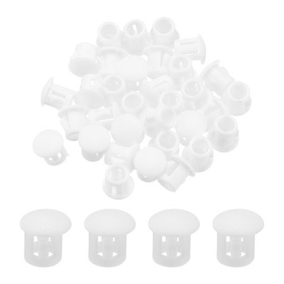 100Pcs 6mm White Nylon Plastic Round Locking Hole Plugs Insert End Caps