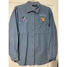 Vintage Disney Pooh Eeyore Honey Embroidered Corduroy Shirt Womens L