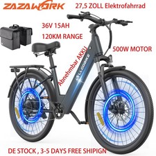 Herren/Damen 27.5 Zoll Elektrofahrrad 36V 15AH E-City Bike 250W 120km …