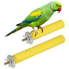 Bird Cage Perch, Parrot Grinding Claw Sticks, 4/6 Inch, Wooden, Yellow, 2Pcs 