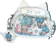 Cute Cat Ita Bag, Pin Display Backpack, School, for Girls, Shoulder Crossbody
