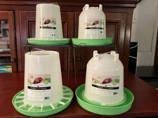NEW 4PK 2ea MannaPro 5qt Poultry Drinker & 7lb Hanging Feeder Glow-in-the-dark
