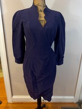 Vtg THIERRY MUGLER ACTIV purple wrap DRESS 44 (dr800