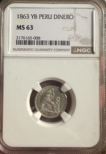 Peru Dinero 1866 NGC MS63